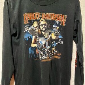 vintage Harley Davidson 3D emblem 80s long sleeve tee